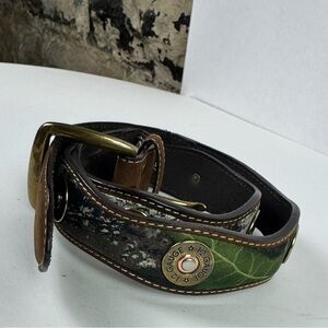 Nocona Belt Co. Mossy Oak Scallop Bullet Concho Belt Size 34, 12 Gauge